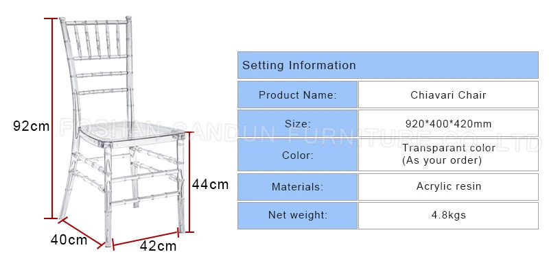 Hot Sale Clear Transparent Plastic Resin PC Event Wedding Chair