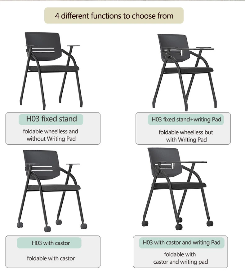 School Furniture Folding Plastic Student Lecture Training Chair with Writing Pad Tablet