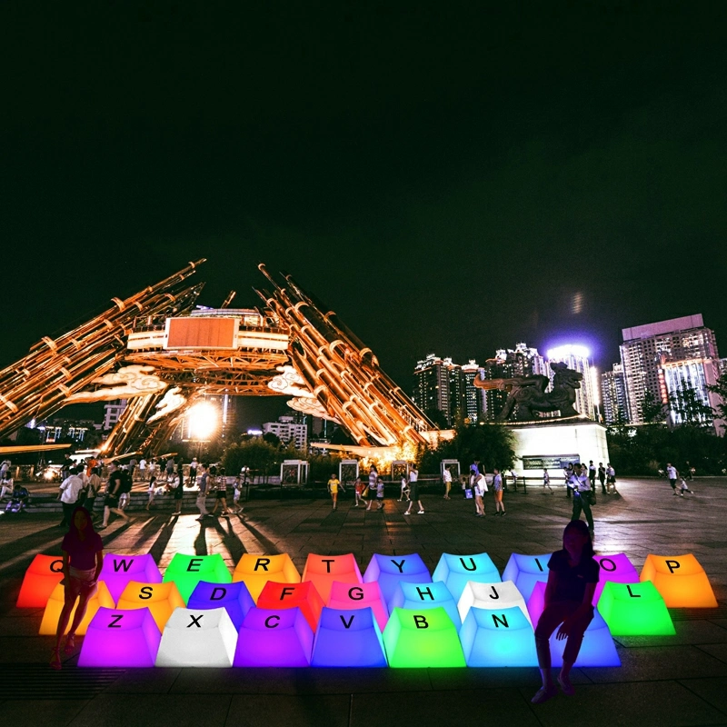 LED Cube Stool Plastic LED Bar Chair Furniture Party LED Keyboard Stool