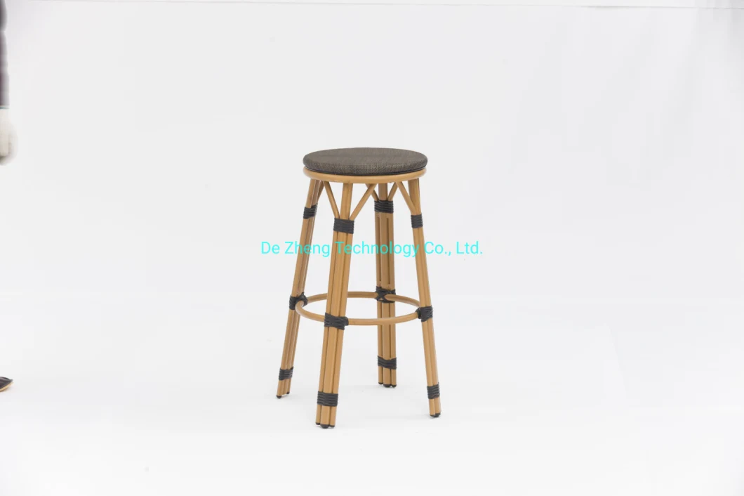 Popular High Quality Plastic Rattan Wicker Stackable Chairs French Cafe Bistro Indoor and Outdoor Mesh Bar Stool