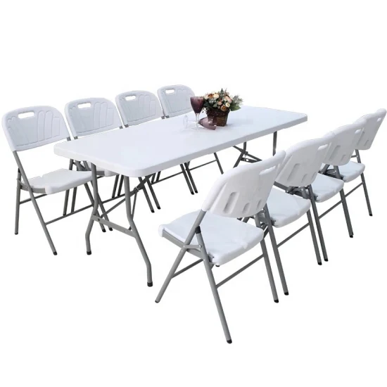 Heavy Duty 4FT 5FT 6FT 8FT Evento al aire libre Mesa rectangular plegable de plástico blanco portátil para fiesta