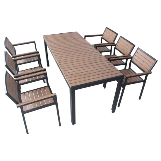 Sillas de mesa de comedor de madera de plástico para restaurante de Hotel y muebles de jardín al aire libre modernas