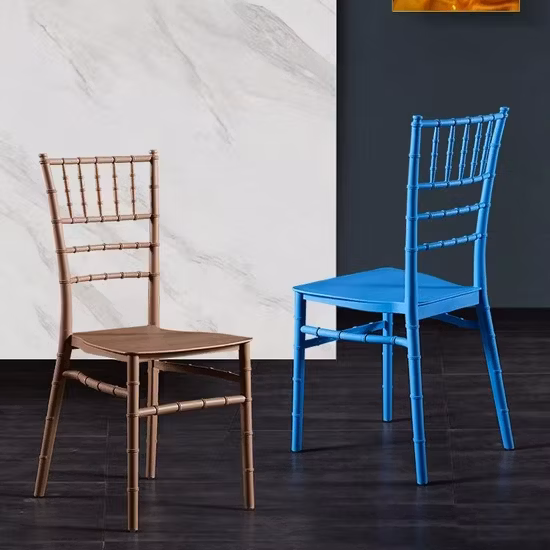 Personalización básica Plástico de polipropileno Tiffany Eventos de boda Comedor Sillas Chiavari